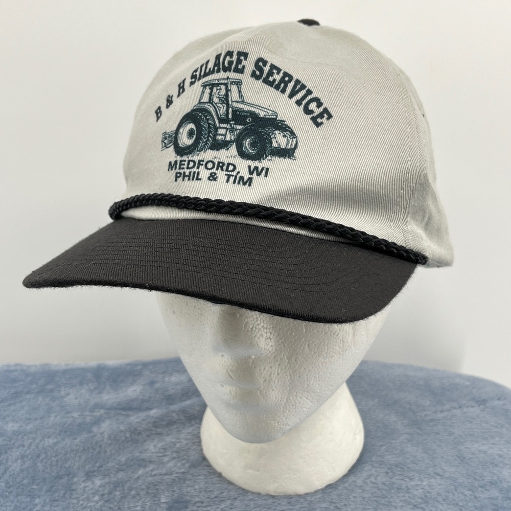 Vintage B&H Silage Service Medford WI Trucker Hat - Cobra Caps Rope Brim Tractor